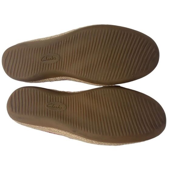 Clark’s red suede upper with jute  lower shoe  With rubber sole six 6.5 - Picture 5 of 12